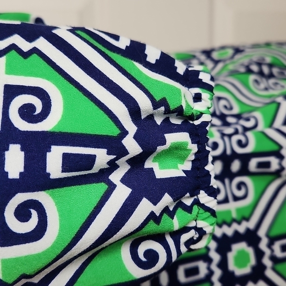 Macbeth Collection by Margaret Josephs Navy/Green/White Blouse Size S - Picture 6 of 12